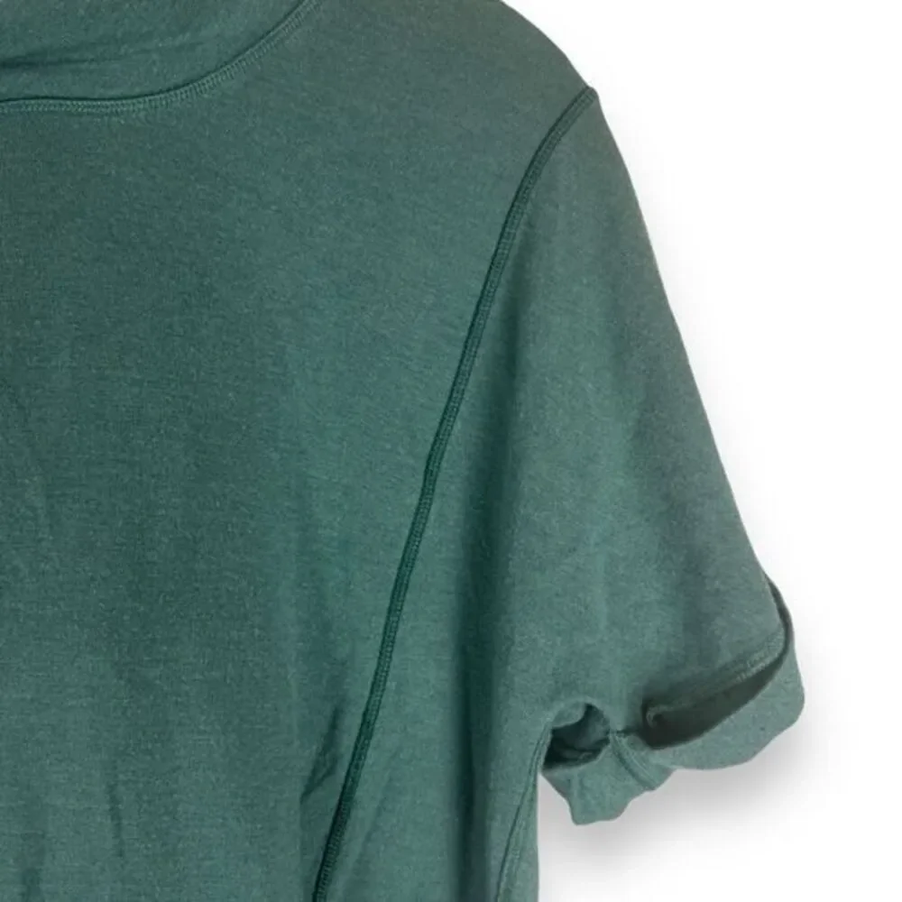 Lululemon Short‎ Sleeve Serenity Hoodie Top Forest Green Womens Size Lounge Gym